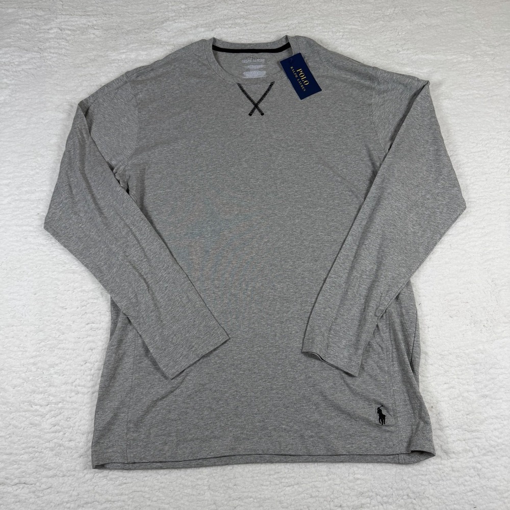 Polo Ralph Lauren Mens Long Sleeve Performance T-Shirt Gray Cotton XL NWT